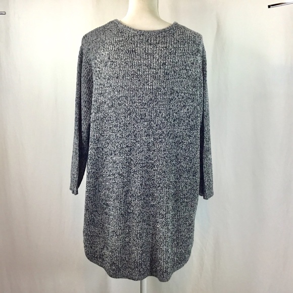 🛍 Blue & White V-Neck Slouchy Soft & Comfy Sweater, Over Sized - Picture 3 of 3